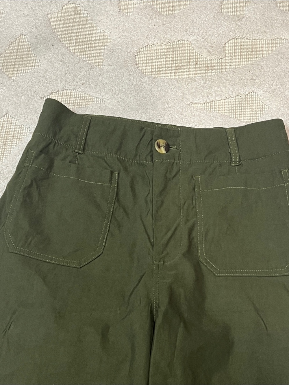 Anthropologie Maeve Womens 29 Colette Wide Leg Pants Olive Green Linen Viscose - Picture 2 of 9